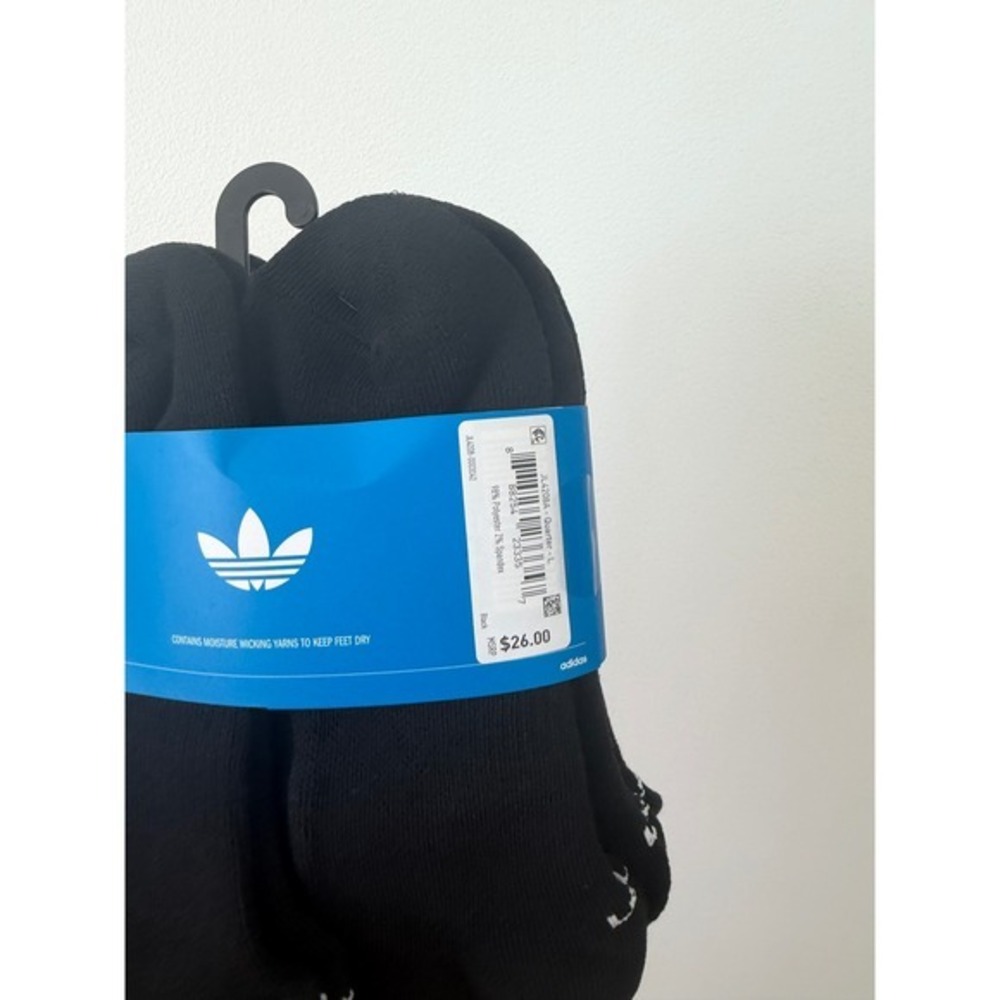 Adidas Originals Trefoil 6-Pack Quarter Socks – Black – Unisex Large – New - Picture 4 of 5